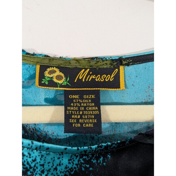 Vintage Y2K Top Silk Blouse Burnt Cutout Kimono Punk Darkness Semi Sheer One Sz - Picture 3 of 8